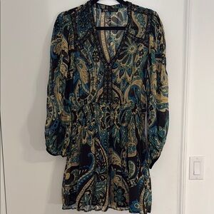 Zara Green and Blue Long Sleeve Sundress